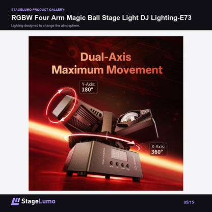 RGBW Four Arm Magic Ball Stage Light DJ Lighting-E73 - StageLumo image 5