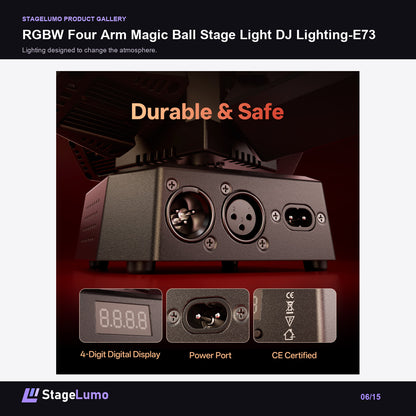 RGBW Four Arm Magic Ball Stage Light DJ Lighting-E73 - StageLumo image 6
