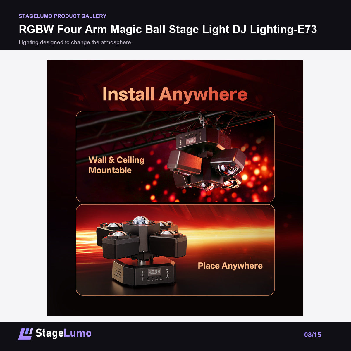 RGBW Four Arm Magic Ball Stage Light DJ Lighting-E73 - StageLumo image 8