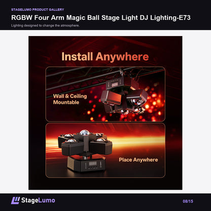 RGBW Four Arm Magic Ball Stage Light DJ Lighting-E73 - StageLumo image 8