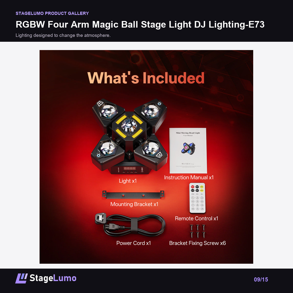 RGBW Four Arm Magic Ball Stage Light DJ Lighting-E73 - StageLumo image 9
