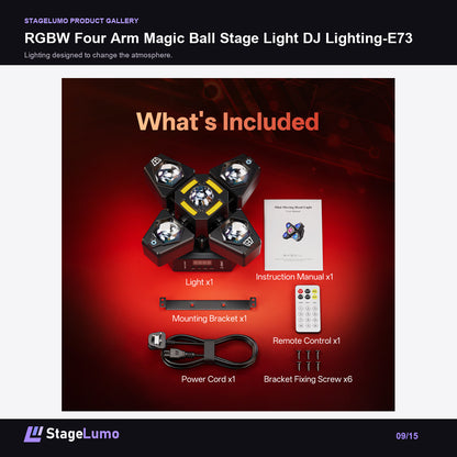 RGBW Four Arm Magic Ball Stage Light DJ Lighting-E73 - StageLumo image 9