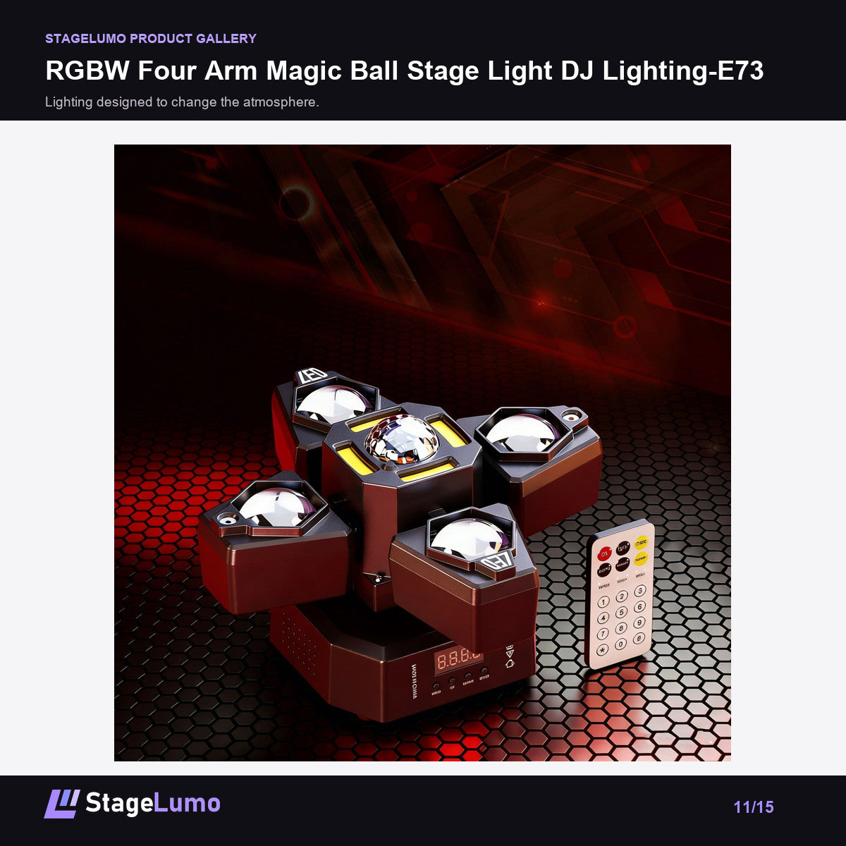 RGBW Four Arm Magic Ball Stage Light DJ Lighting-E73 - StageLumo image 11