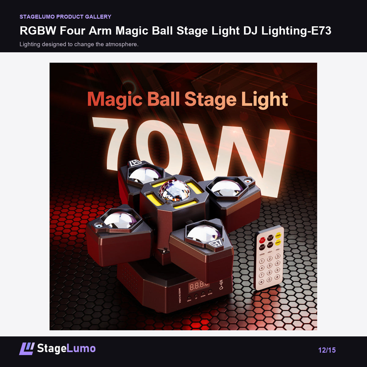RGBW Four Arm Magic Ball Stage Light DJ Lighting-E73 - StageLumo image 12