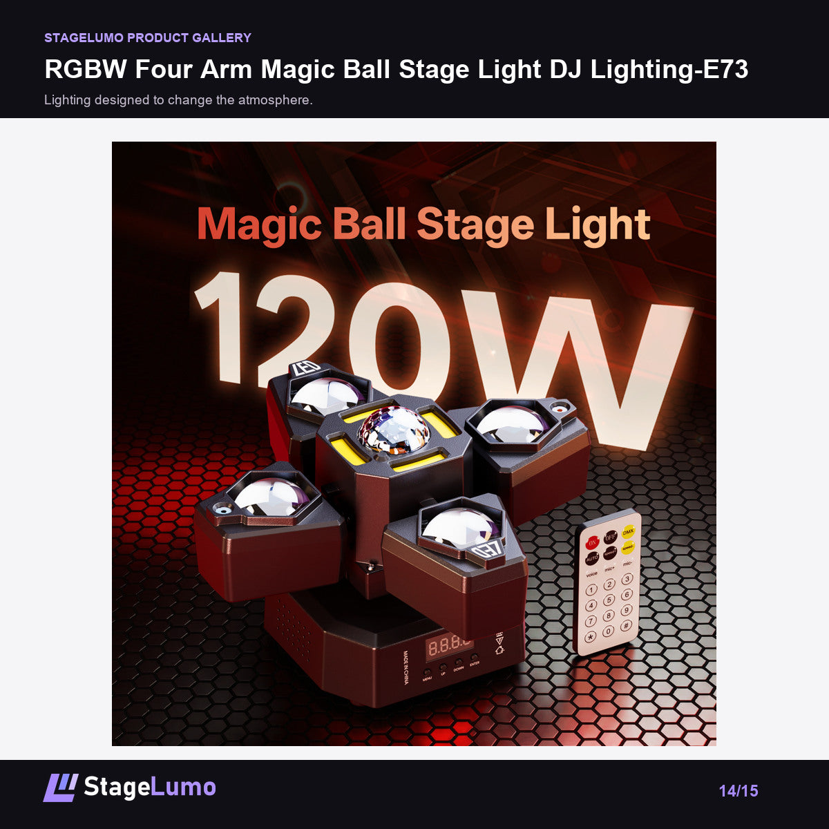 RGBW Four Arm Magic Ball Stage Light DJ Lighting-E73 - StageLumo image 14