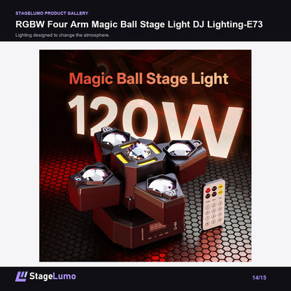 RGBW Four Arm Magic Ball Stage Light DJ Lighting-E73 - StageLumo image 14