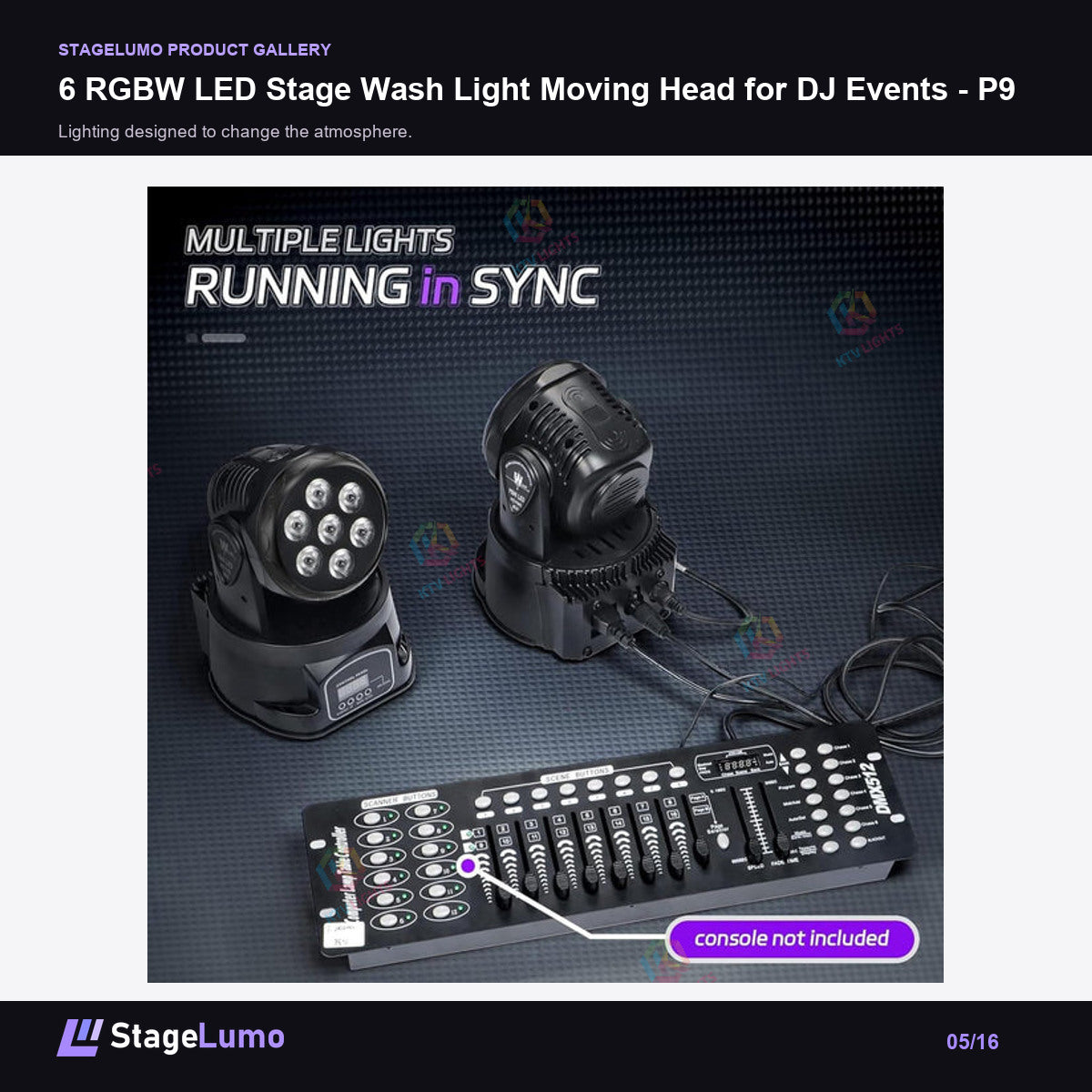 6 RGBW LED Stage Wash Light Moving Head for DJ Events - P9 - StageLumo image 5