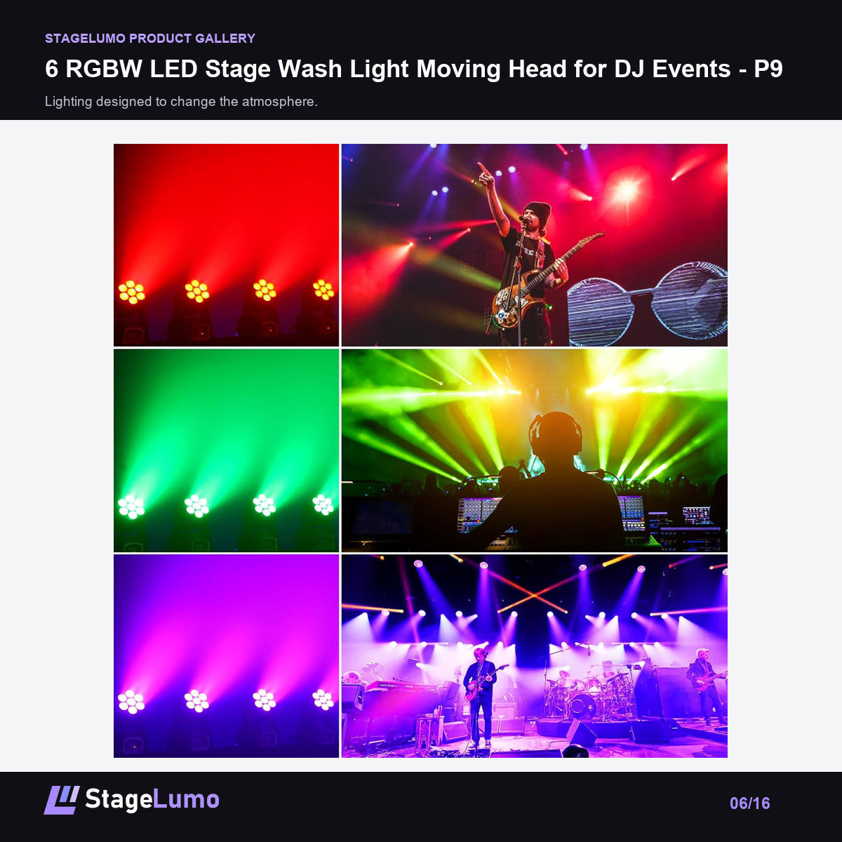 6 RGBW LED Stage Wash Light Moving Head for DJ Events - P9 - StageLumo image 6