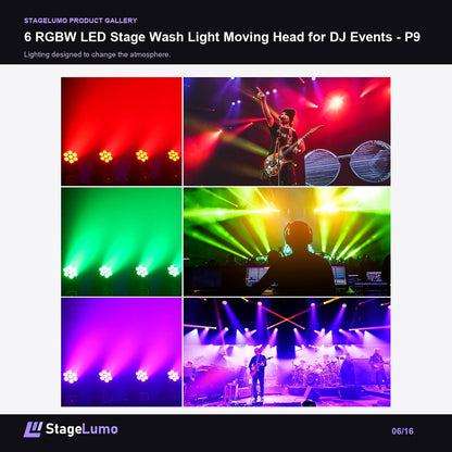 6 RGBW LED Stage Wash Light Moving Head for DJ Events - P9 - StageLumo image 6
