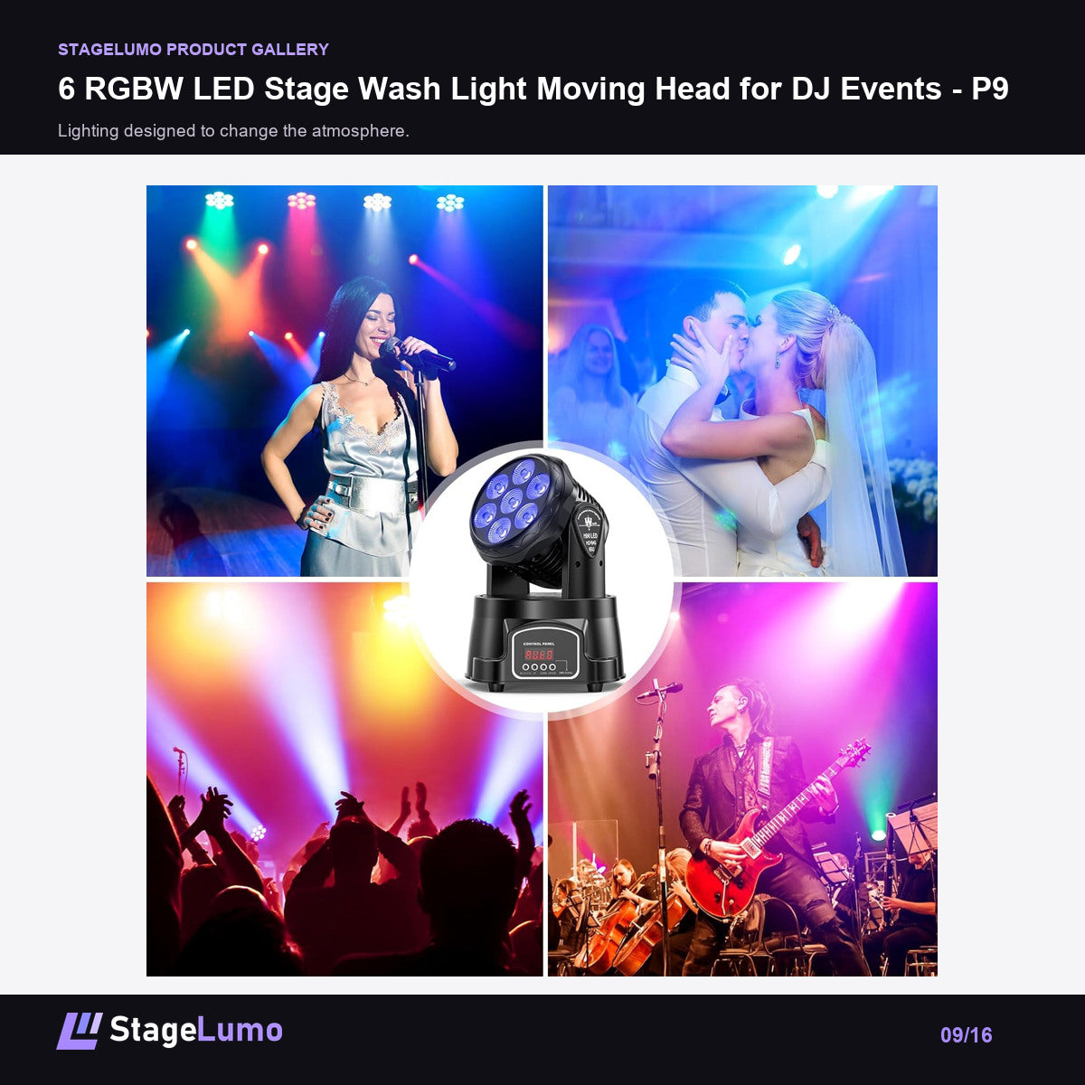 6 RGBW LED Stage Wash Light Moving Head for DJ Events - P9 - StageLumo image 9
