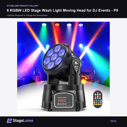6 RGBW LED Stage Wash Light Moving Head for DJ Events - P9 - StageLumo image 10