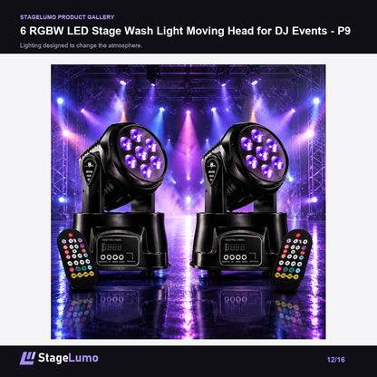 6 RGBW LED Stage Wash Light Moving Head for DJ Events - P9 - StageLumo image 12