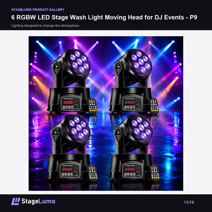 6 RGBW LED Stage Wash Light Moving Head for DJ Events - P9 - StageLumo image 13