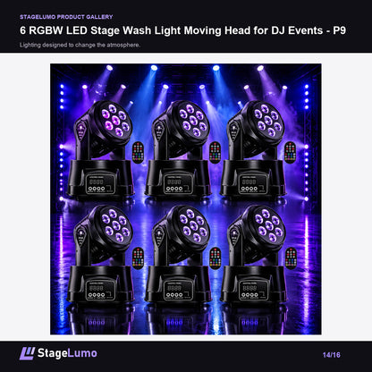 6 RGBW LED Stage Wash Light Moving Head for DJ Events - P9 - StageLumo image 14
