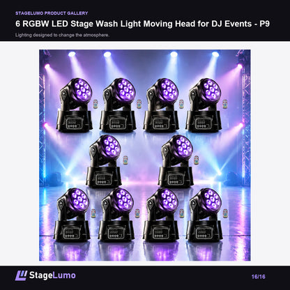 6 RGBW LED Stage Wash Light Moving Head for DJ Events - P9 - StageLumo image 16