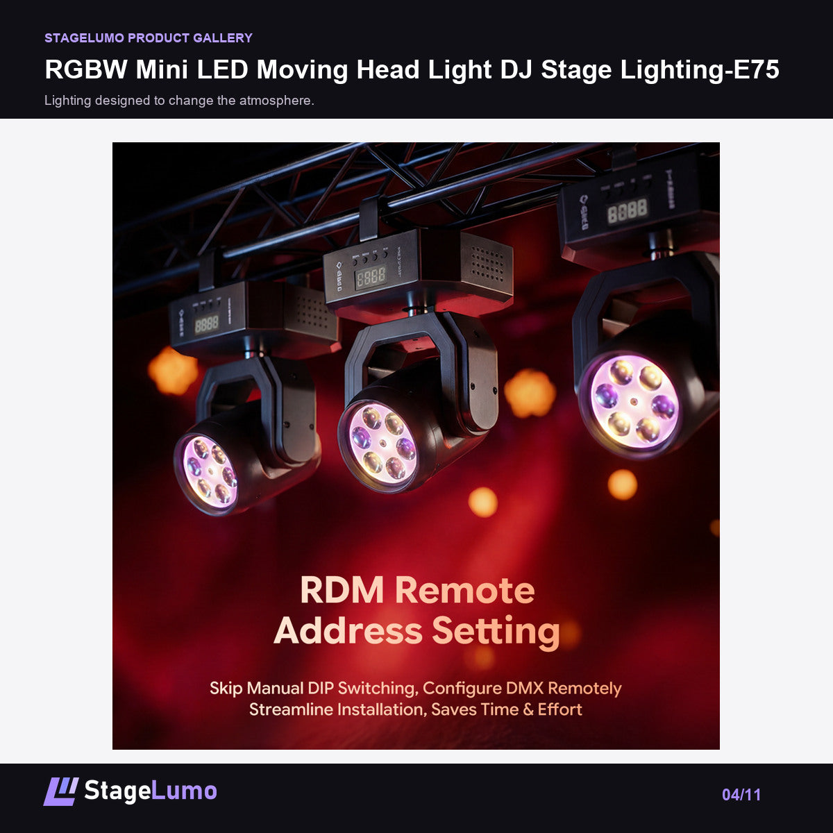 RGBW Mini LED Moving Head Light DJ Stage Lighting-E75 - StageLumo image 4