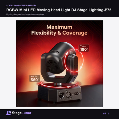 RGBW Mini LED Moving Head Light DJ Stage Lighting-E75 - StageLumo image 5