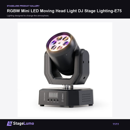 RGBW Mini LED Moving Head Light DJ Stage Lighting-E75 - StageLumo image 11