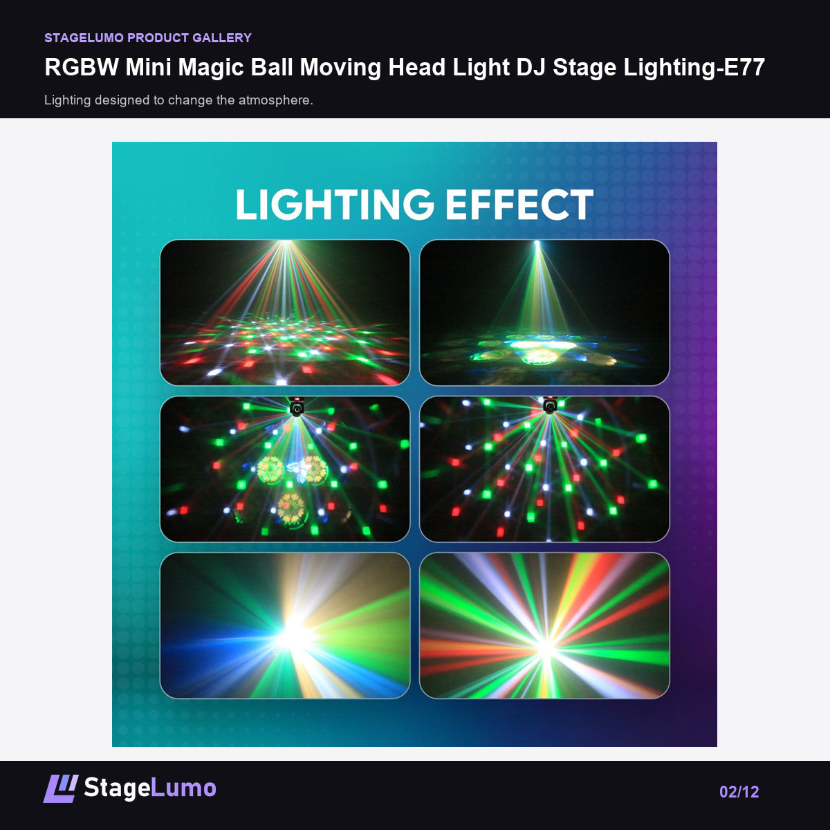 RGBW Mini Magic Ball Moving Head Light DJ Stage Lighting-E77 - StageLumo image 2