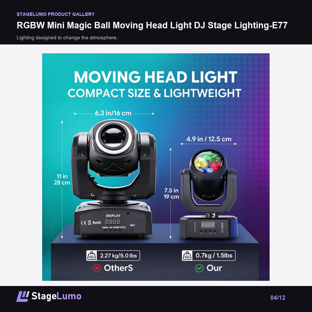 RGBW Mini Magic Ball Moving Head Light DJ Stage Lighting-E77 - StageLumo image 4