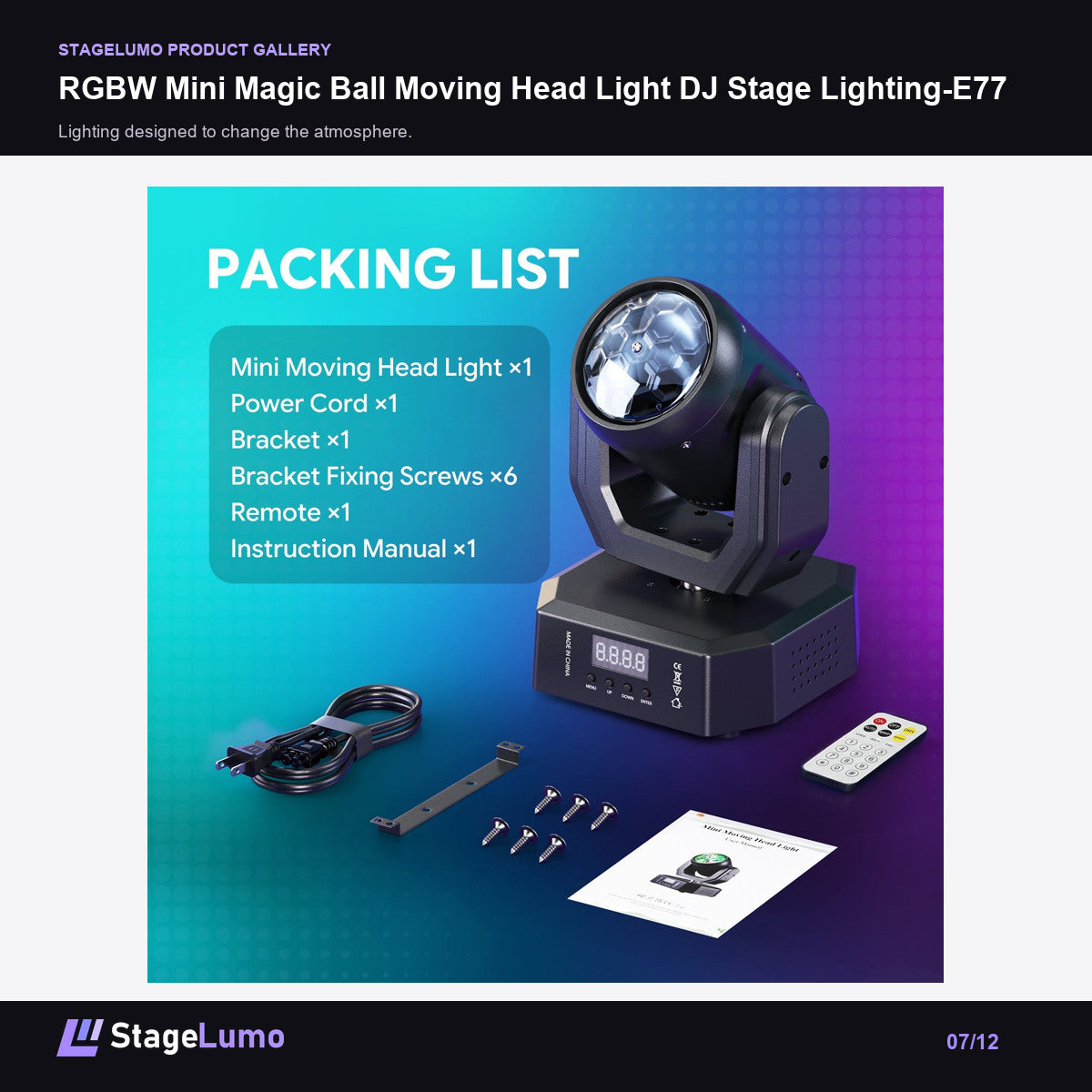 RGBW Mini Magic Ball Moving Head Light DJ Stage Lighting-E77 - StageLumo image 7