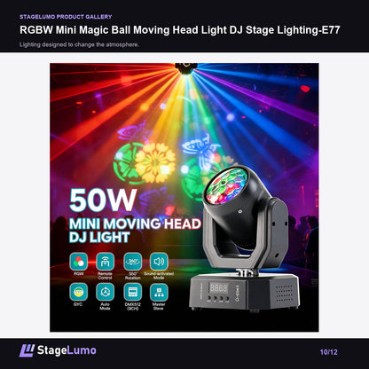 RGBW Mini Magic Ball Moving Head Light DJ Stage Lighting-E77 - StageLumo image 10