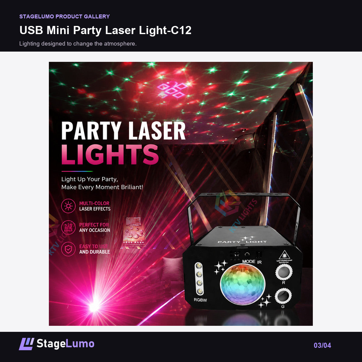 USB Mini Party Laser Light-C12 - StageLumo image 3