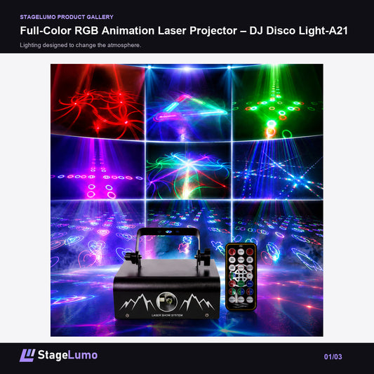 Full-Color RGB Animation Laser Projector – DJ Disco Light-A21 - StageLumo image 1