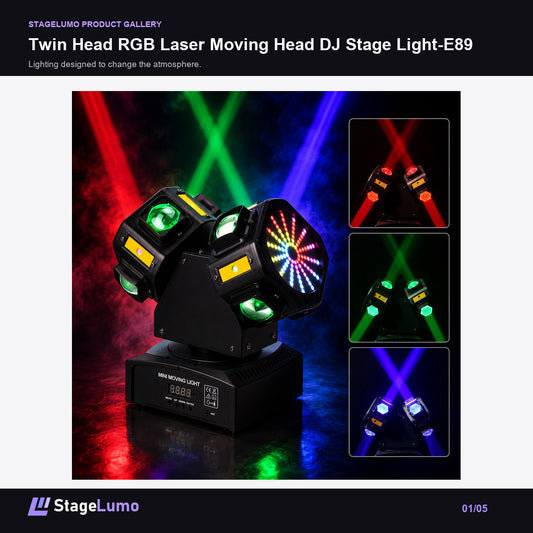 Twin Head RGB Laser Moving Head DJ Stage Light-E89 - StageLumo image 1