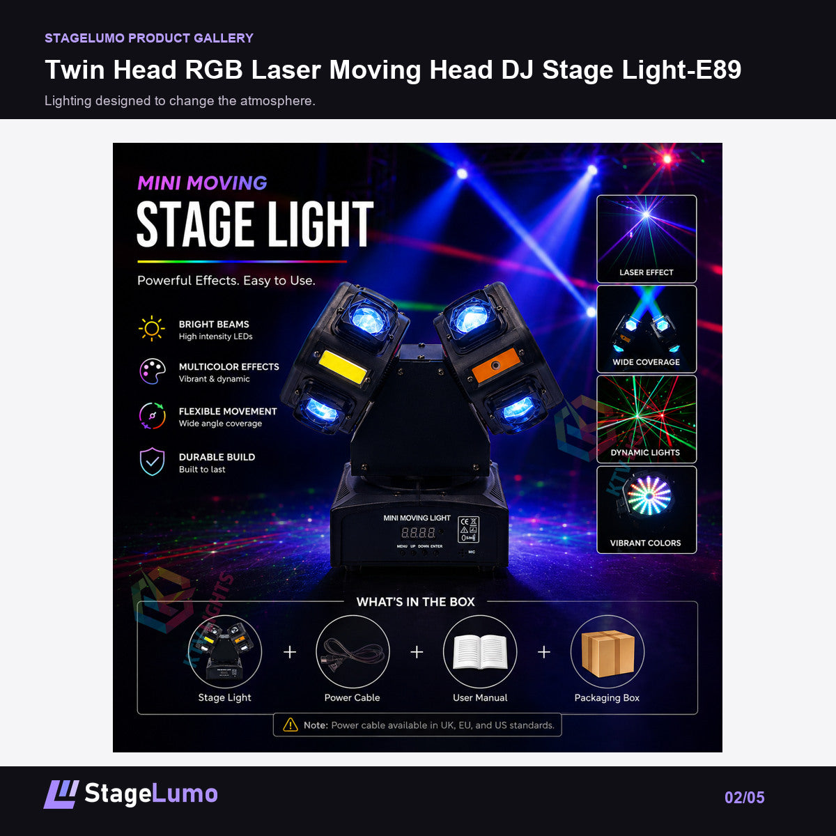 Twin Head RGB Laser Moving Head DJ Stage Light-E89 - StageLumo image 2