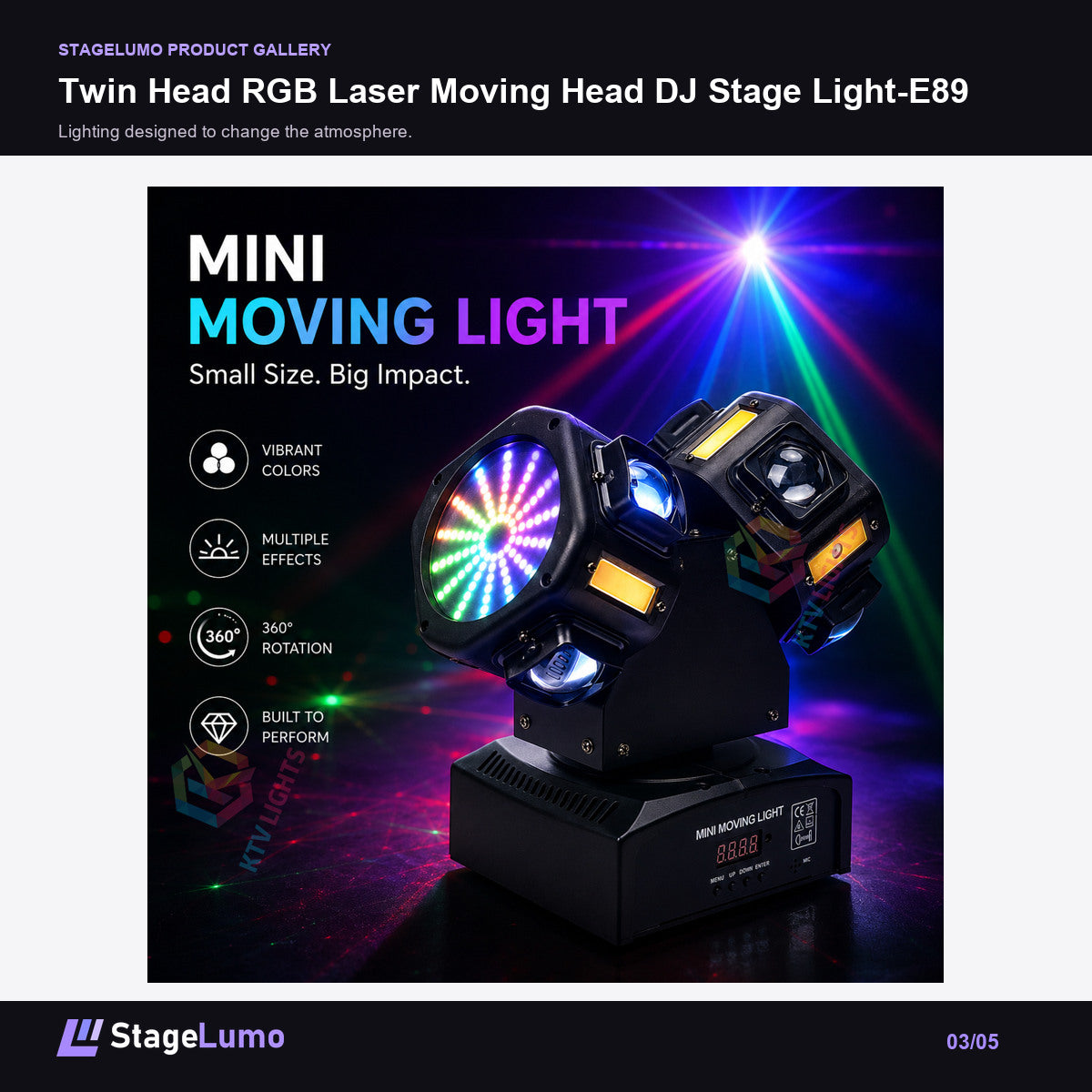 Twin Head RGB Laser Moving Head DJ Stage Light-E89 - StageLumo image 3
