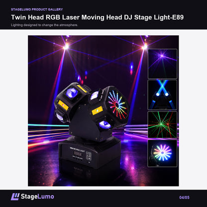 Twin Head RGB Laser Moving Head DJ Stage Light-E89 - StageLumo image 4