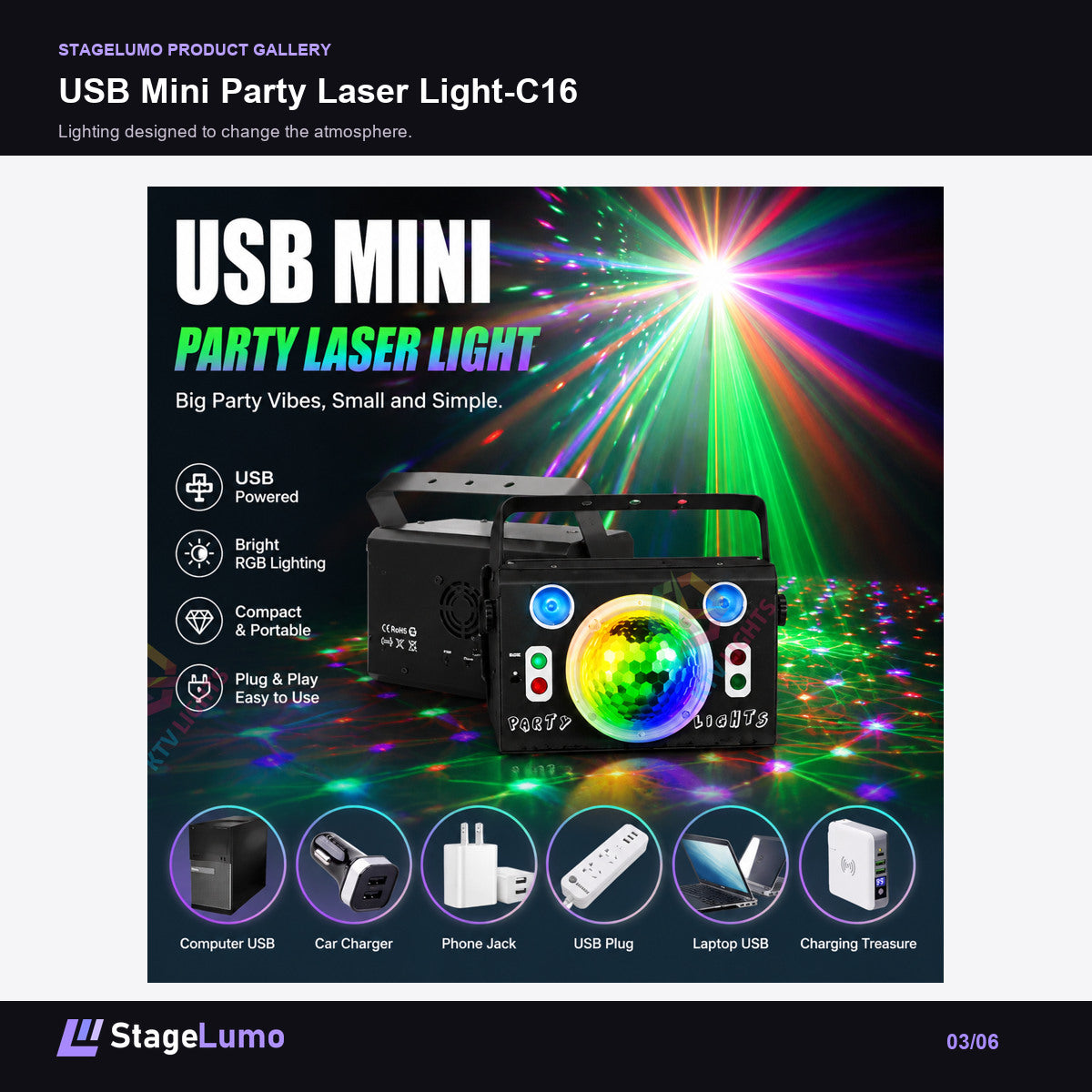 USB Mini Party Laser Light-C16 - StageLumo image 3