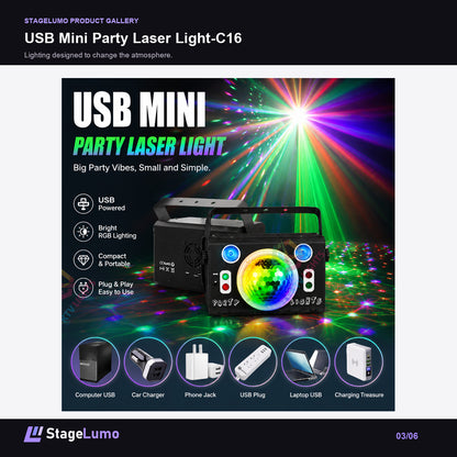 USB Mini Party Laser Light-C16 - StageLumo image 3