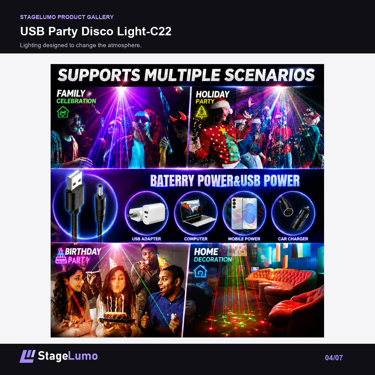 USB Party Disco Light-C22 - StageLumo image 4